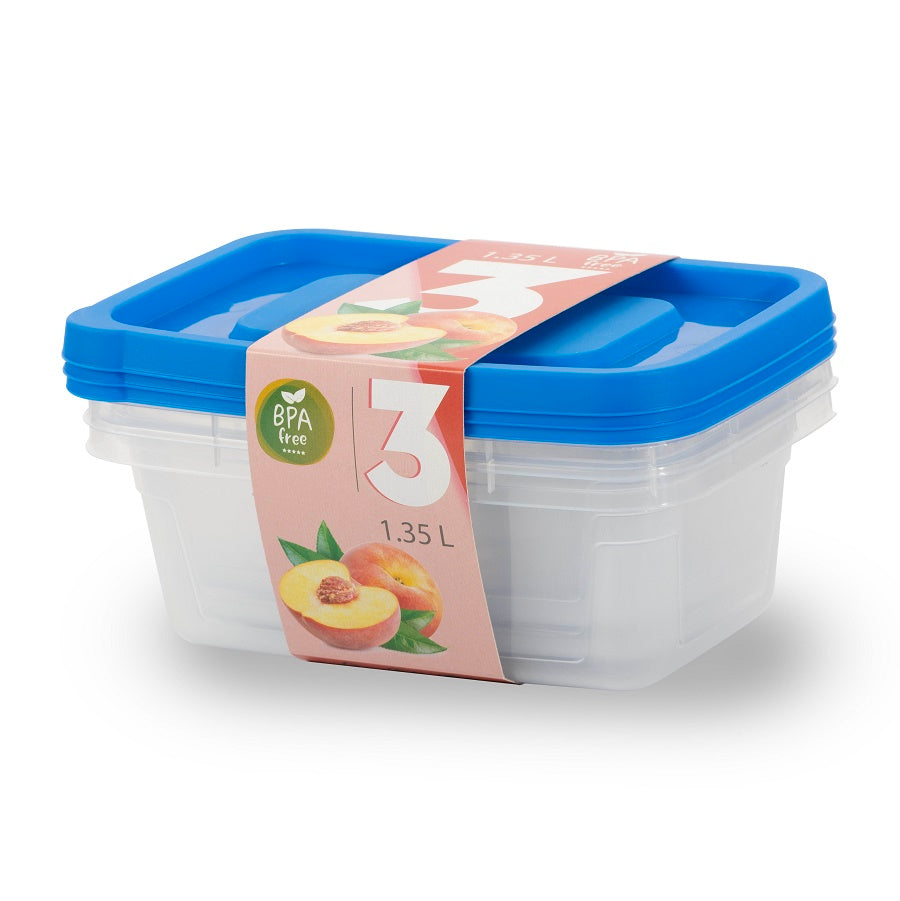 3 סטים של 3 קופסאות מלבן 1.35 ליטר