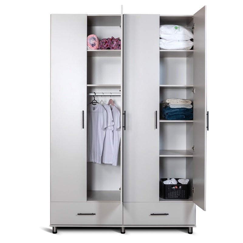 ארון בגדים הילה  4 דלתות ו זוג מגירות  לבן