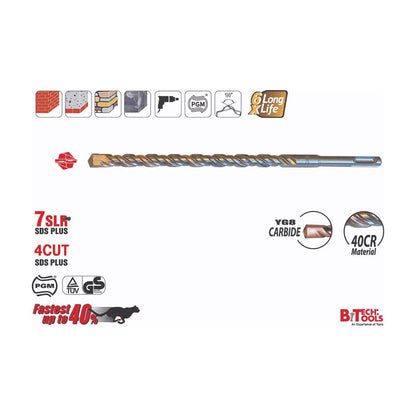 מקדח פטישון SLR 7 SDS P  מידה B.TECH 5X160 PGM