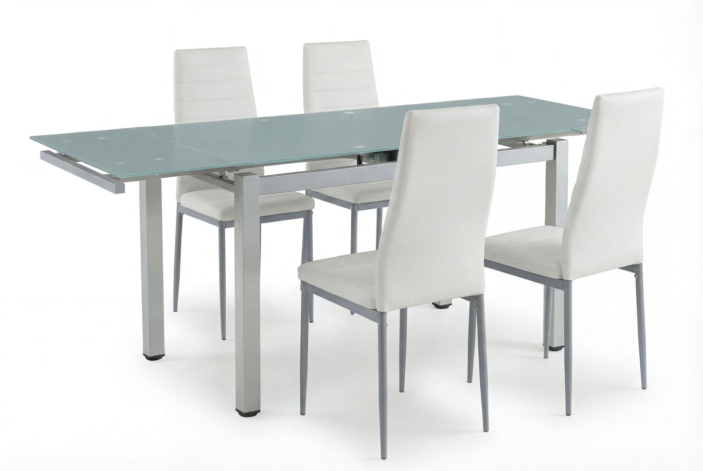 פינת אוכל דגם ונציה- שולחן אוכל אפור ו4 כסאות בלבן