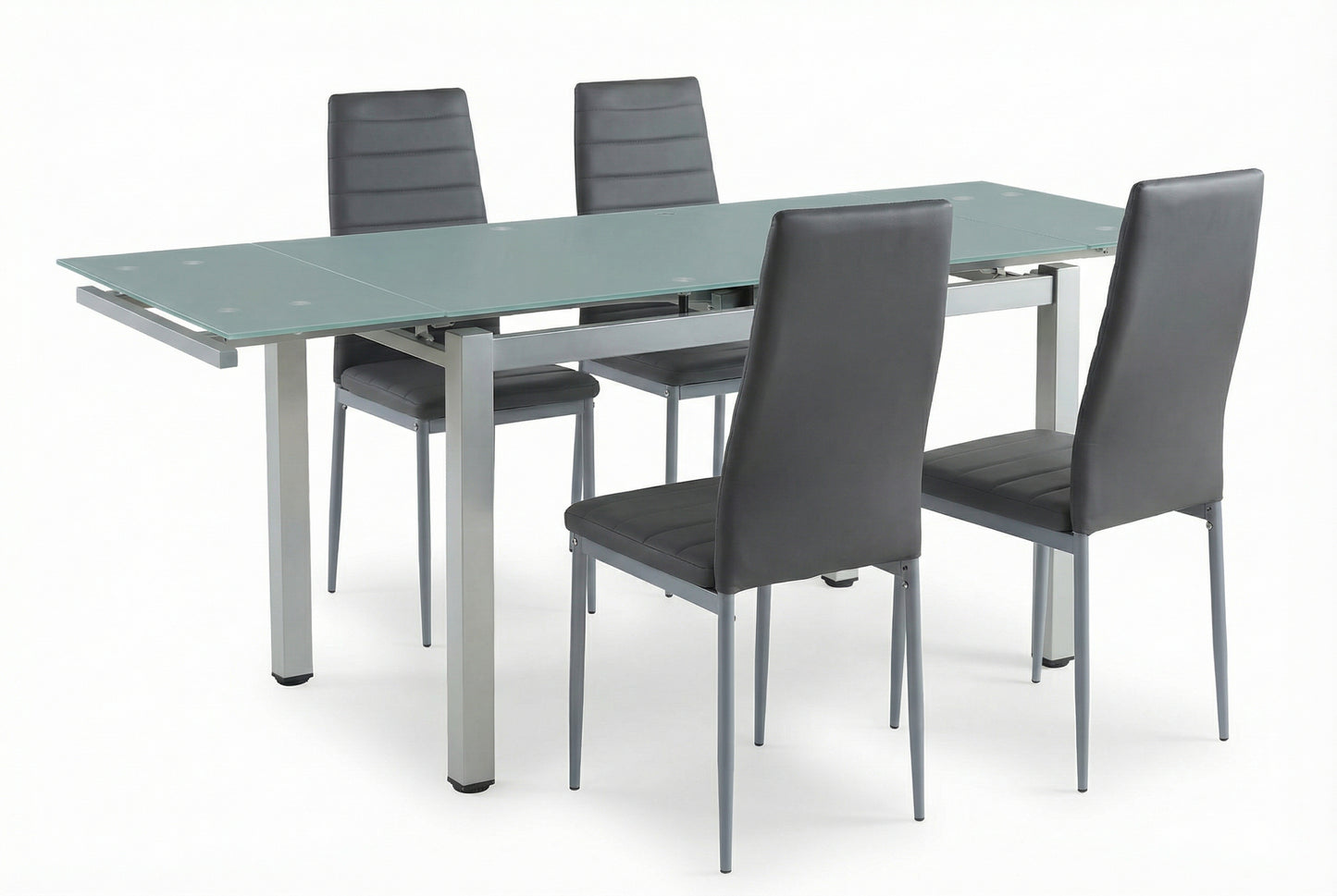 פינת אוכל דגם ונציה - שולחן אוכל אפור ו4 כסאות באפור