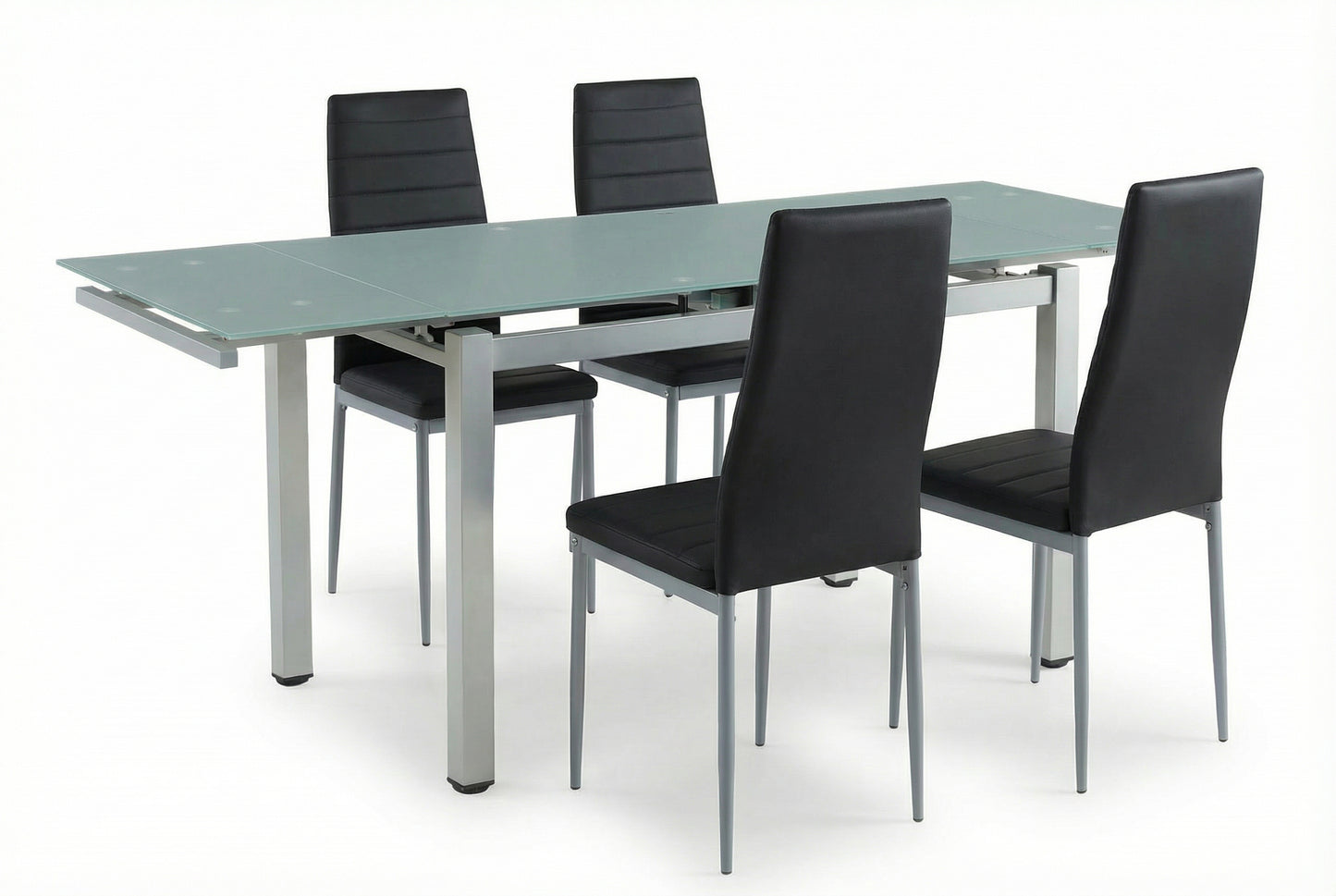 פינת אוכל דגם ונציה - שולחן אוכל אפור ו4 כסאות בשחור