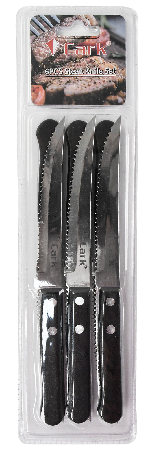 סט 6 סכיני סטייק שחור CARK