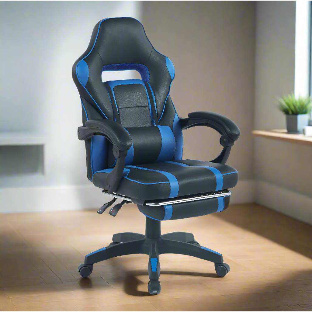 כיסא גיימינג+הדום כחול