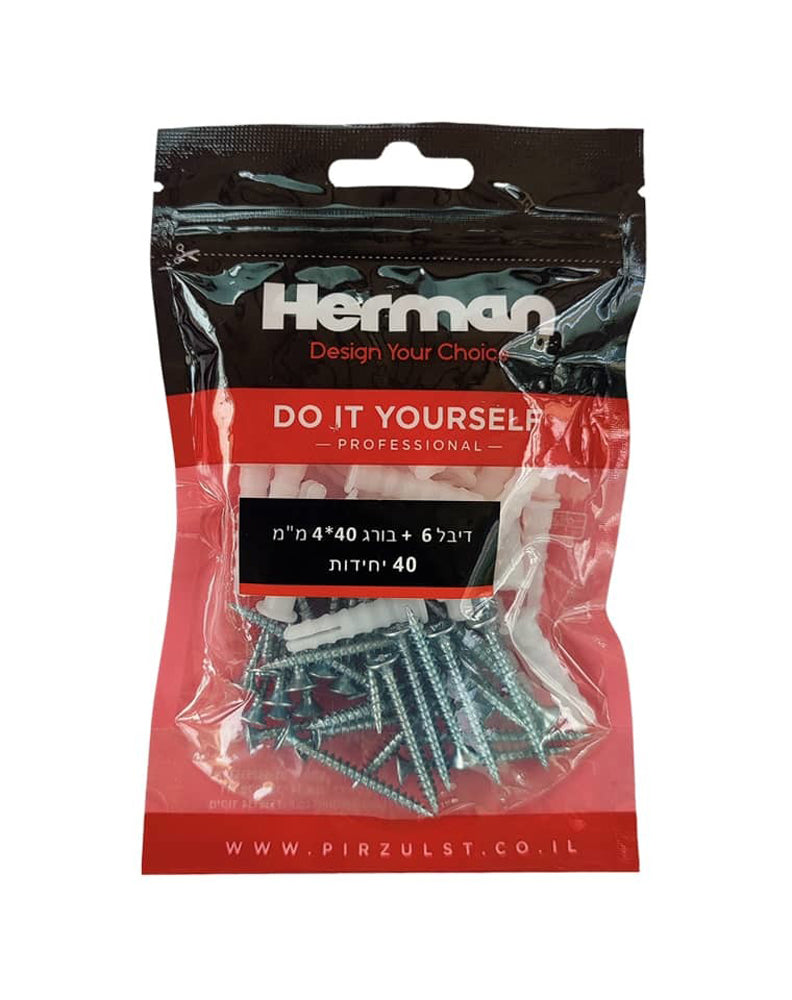 דיבל 6 ממ + בורג 40*4 - 40 יח