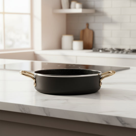 סוטאז' 18 ס"מ  MINI  שחור ידיות זהב  Food appeal - לא מגיע עם מכסה