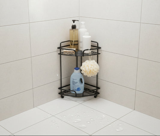 מדף רשת פינתי 2 קומות ליברפול שחור