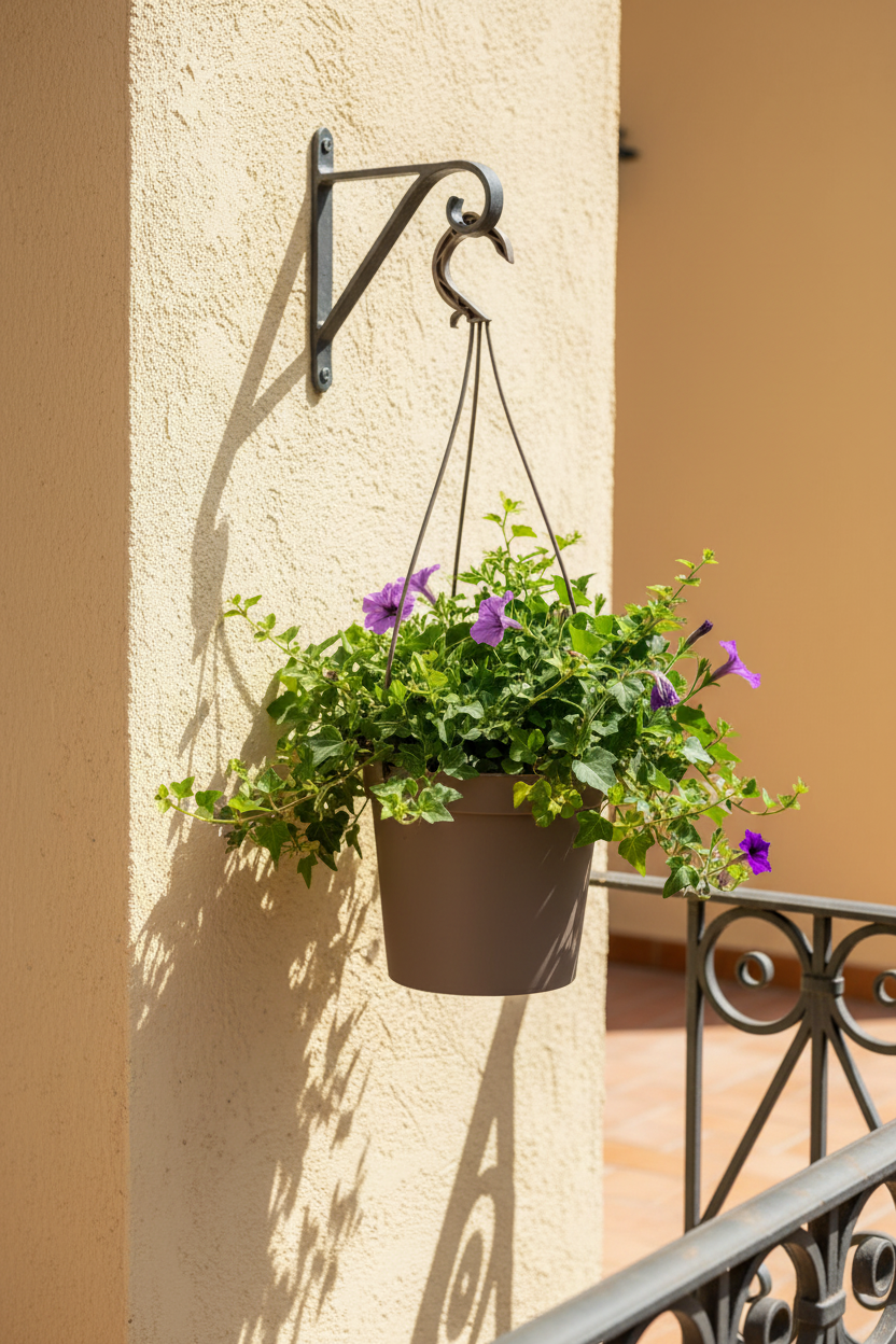 סט 4 מעמדי תליה לעציצים 12 סמ עם קולב בז