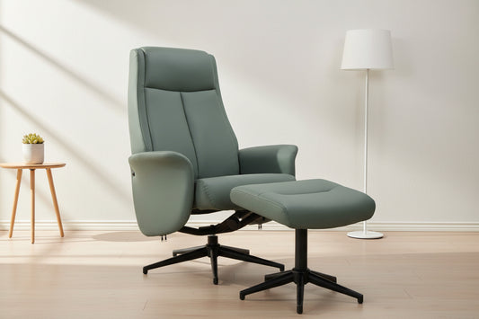 כורסא+הדום קיילי דמוי עור אפור/ירוק