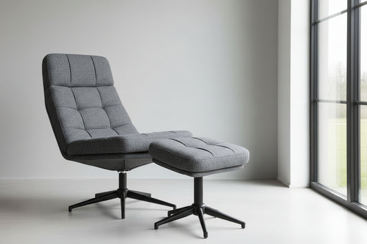 כורסא+הדום איימי בד אפור