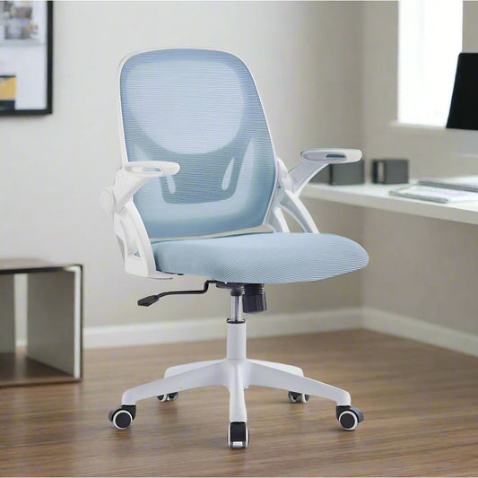 כיסא מחשב משרדי הנרי לבן/תכלת