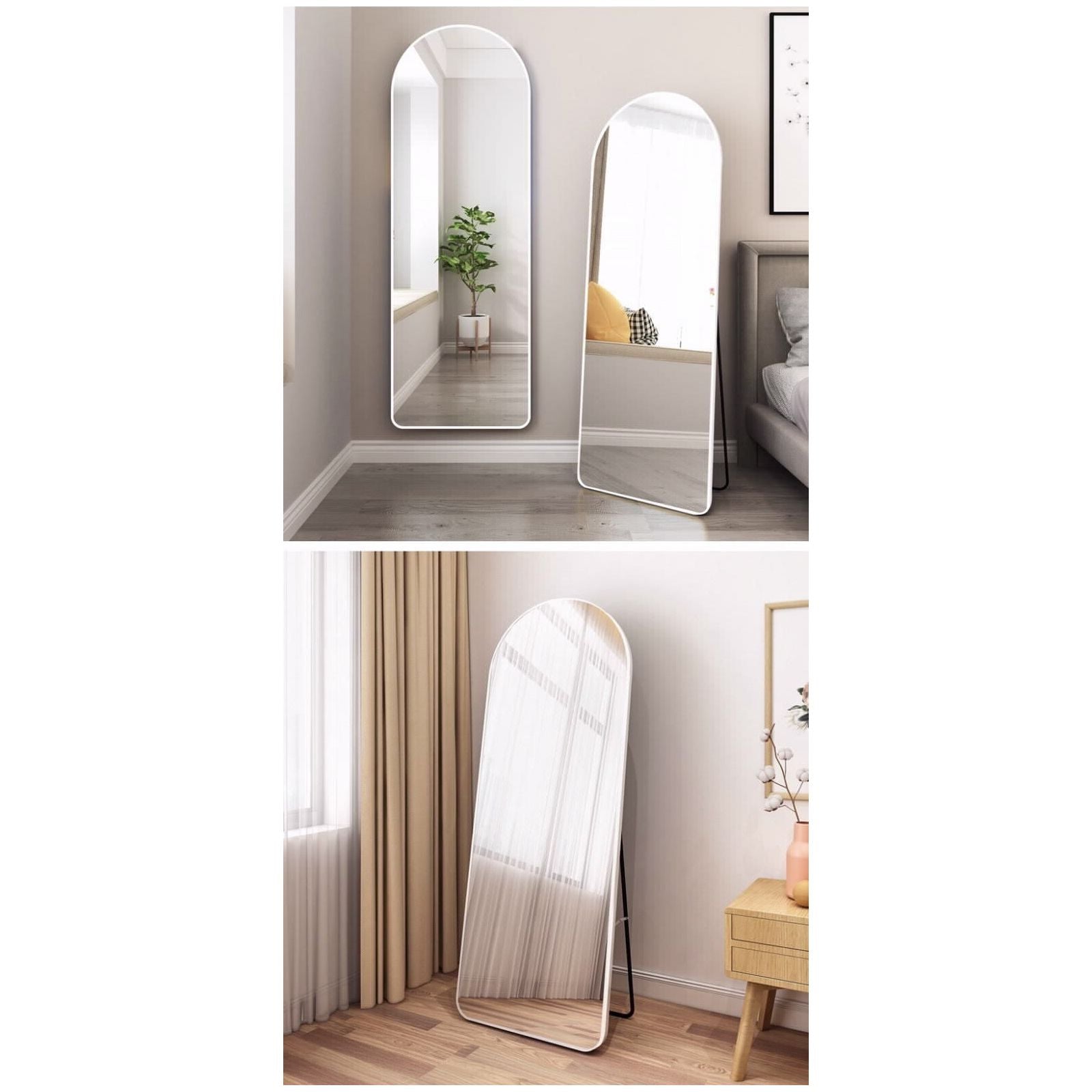 מראת גוף לבנה חצי אובלית 40*150 ס"מ