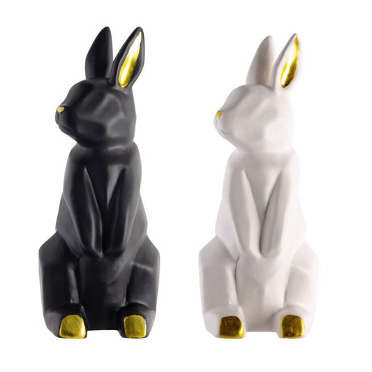 פסל ארנבת שחור/לבן 30*13*15 ס"מ L