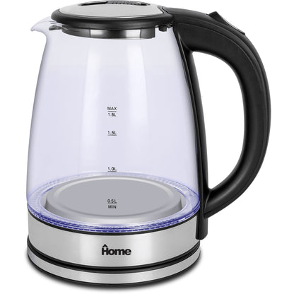 קומקום חשמלי 1.8 ליטר זכוכית כ-1600W דגם 1813 של HOME