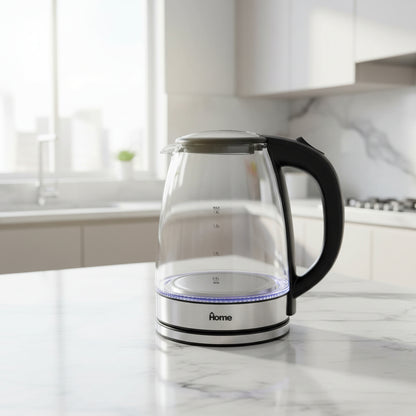 קומקום חשמלי 1.8 ליטר זכוכית כ-1600W דגם 1813 של HOME