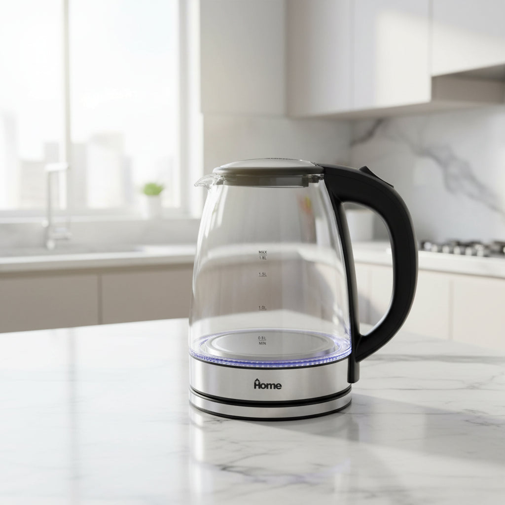 קומקום חשמלי 1.8 ליטר זכוכית כ-1600W דגם 1813 של HOME