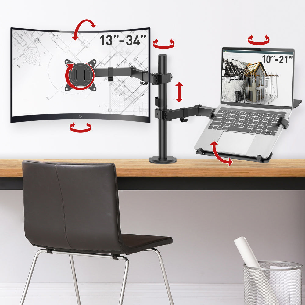 זרוע ברקן למסכי מחשב ולפטופ 13 - 34 אינץ'