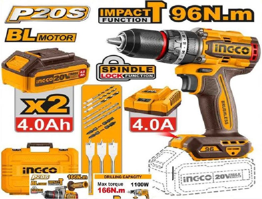 גוף מברגת אימפקט 20V+ שתי סוללות 4AH +מטען