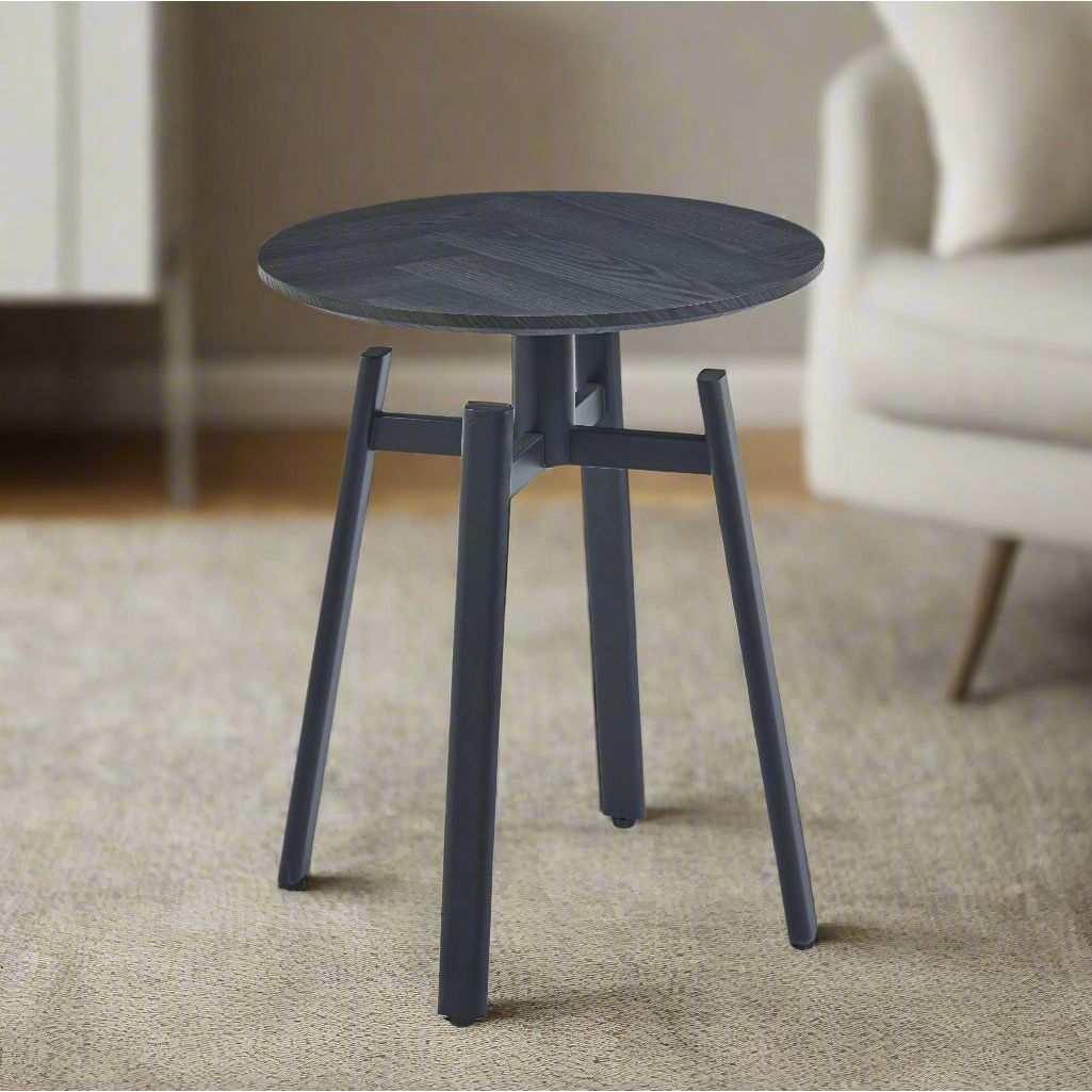 שולחן סלון עגול מיגו שחור קוטר 45