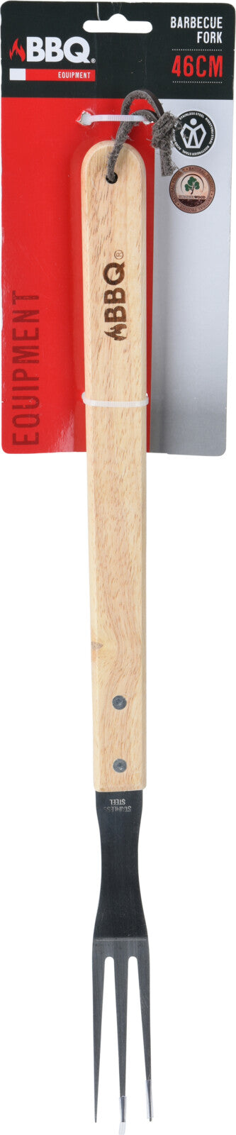 מזלג למנגל נירוסטה ידית עץ