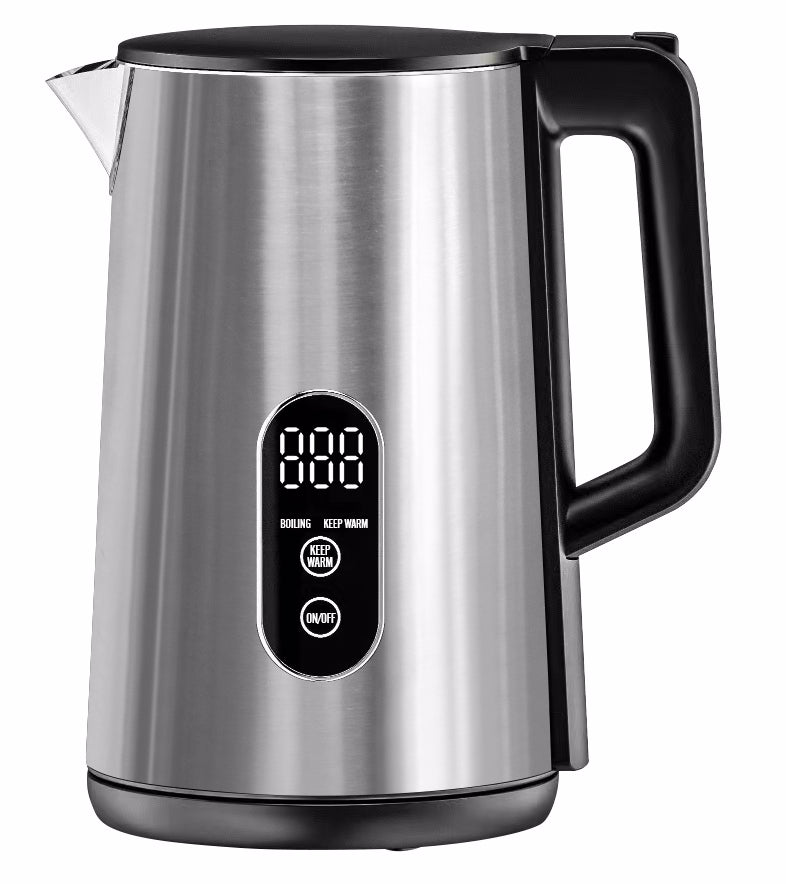 קומקום חשמלי 1.8 ליטר נירוסטה 1800W צג דיגיטלי דגם YD-2025 של HOME