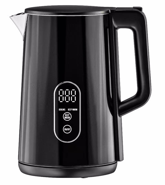 קומקום חשמלי 1.8 ליטר שחור 1800W צג דיגיטלי דגם YD-2025 של HOME