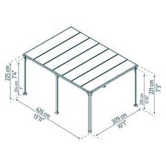 גזיבו לגינה Milano אפור כהה 3X4.3 מטר  מבית פלרם - Canopia