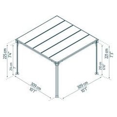 גזיבו לגינה Milano אפור כהה 3X3 מטר  מבית פלרם - Canopia