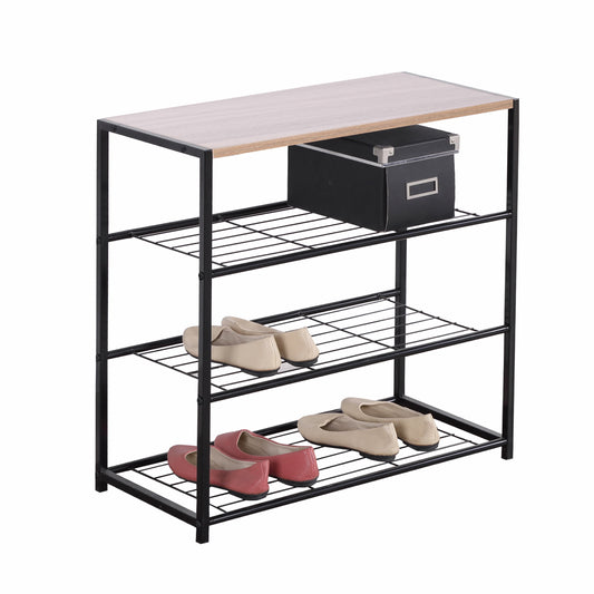 מתקן נעליים 4 קומות מתכת משולב עץ   