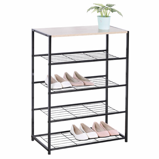 מתקן נעליים 5 קומות מתכת משולב עץ   