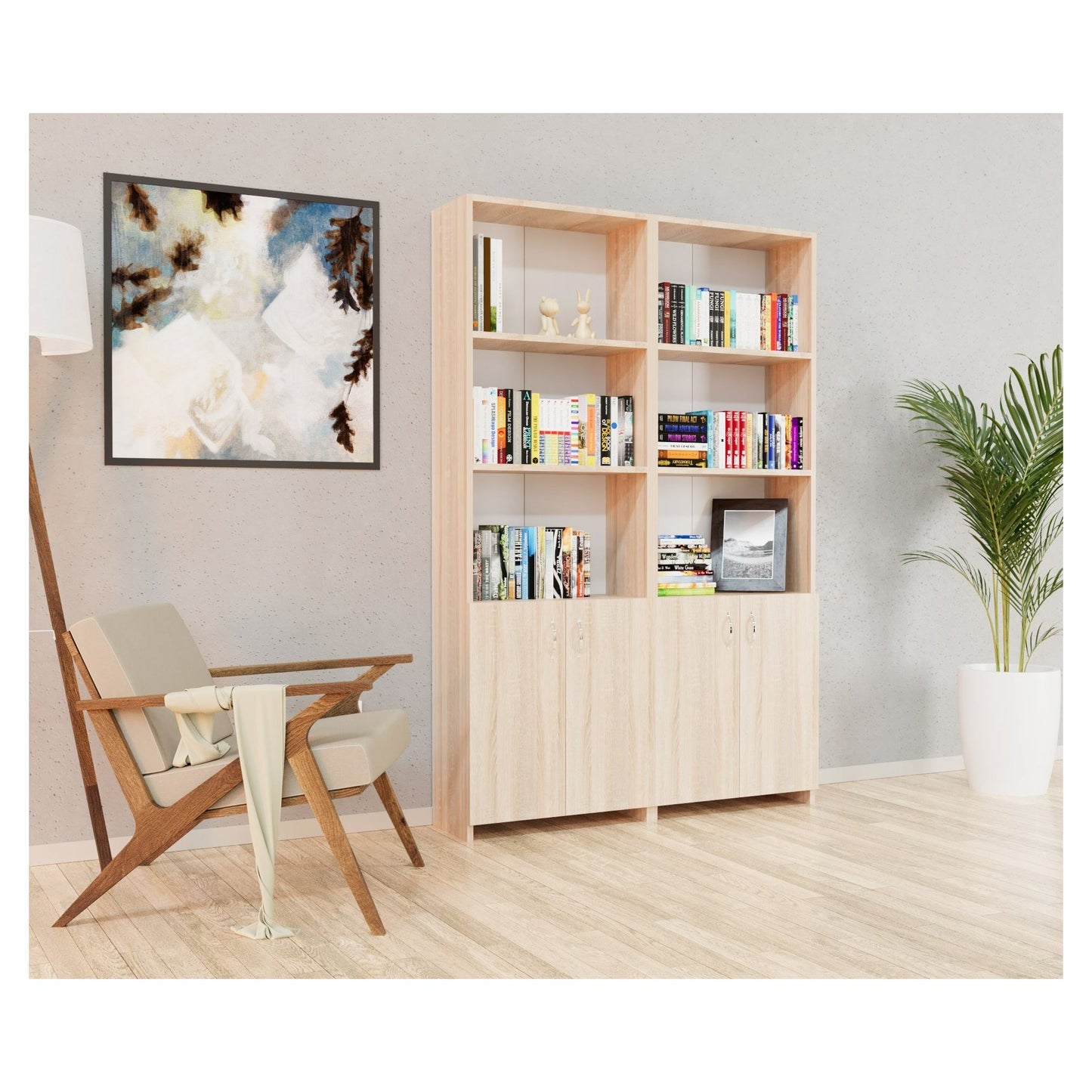 כוננית/ספריה רחבה לבית ולמשרד דגם אורטל 6036.2O - צבע אלון