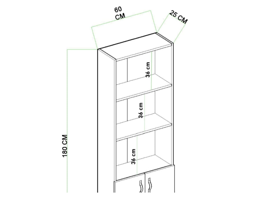 כוננית/ספריה רחבה לבית ולמשרד – צבע אלון – דגם "אורטל"
