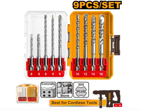 סט 9 יחידות מקדחי פטיש ואיזמל