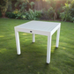 שולחן אלומיניום "אולימפוס" 90*90 ס"מ, נפתח ל 180 ס"מ, לבן