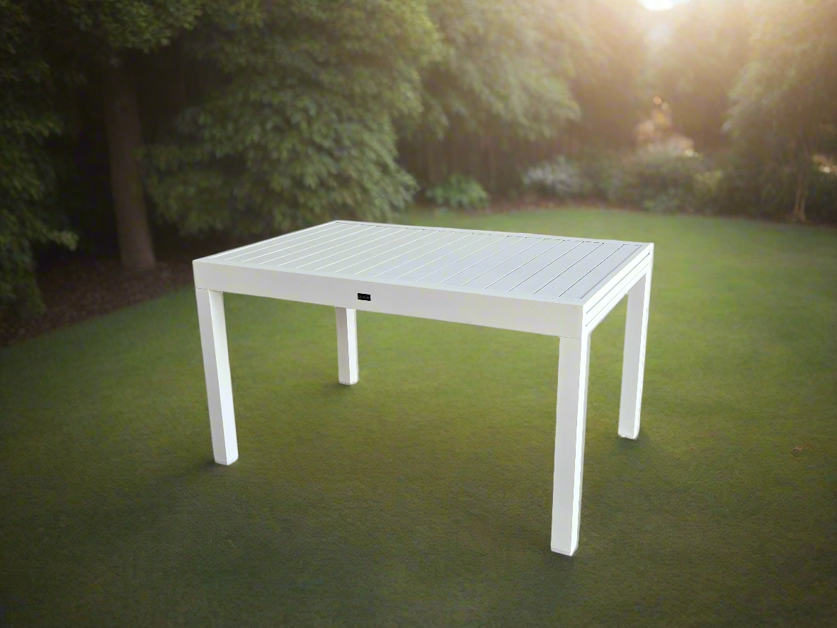 שולחן אלומיניום "אולימפוס" 90*135 ס"מ, נפתח ל270 ס"מ,  לבן