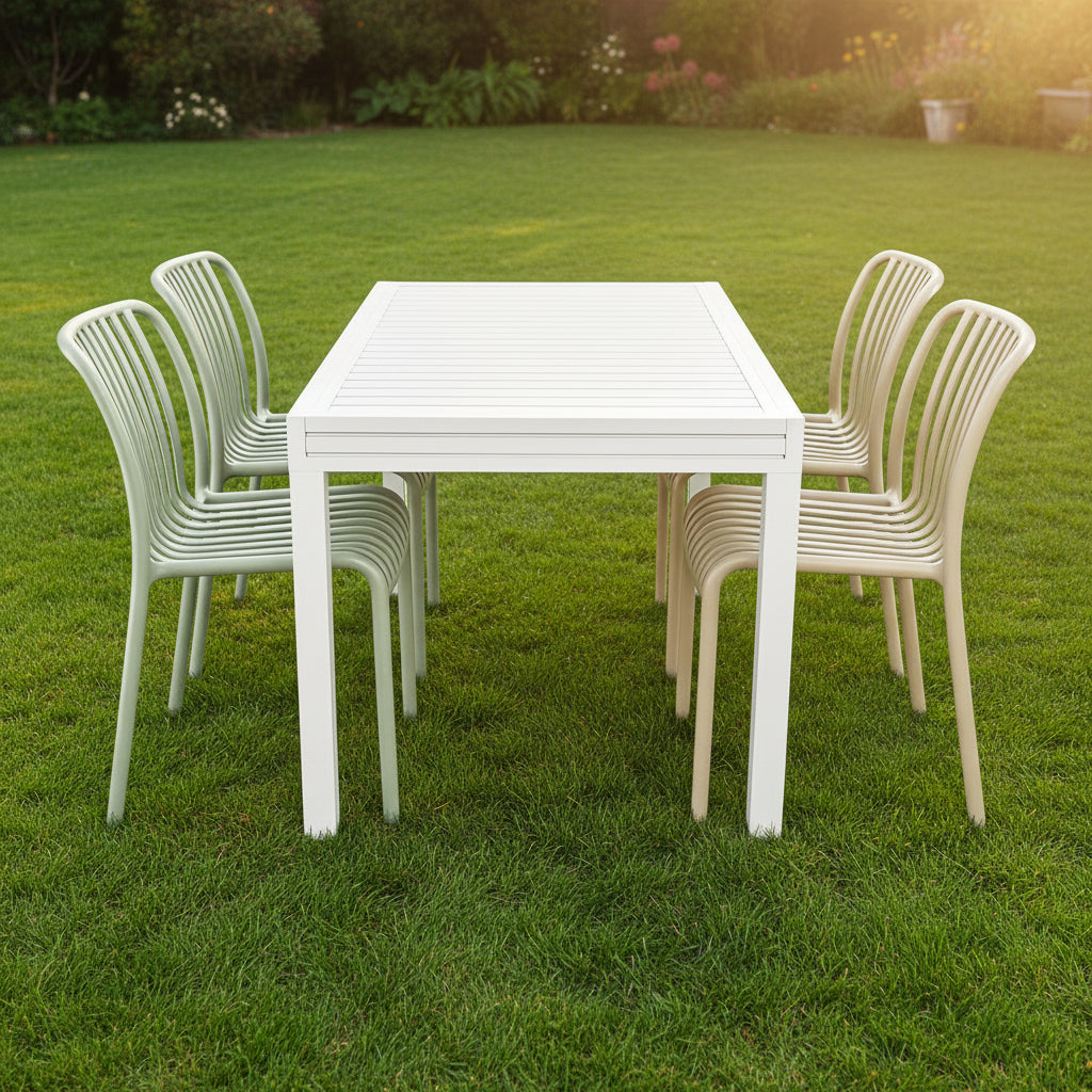 פינת אוכל לגינה "אולימפוס" + 4 כסאות "ELLA"