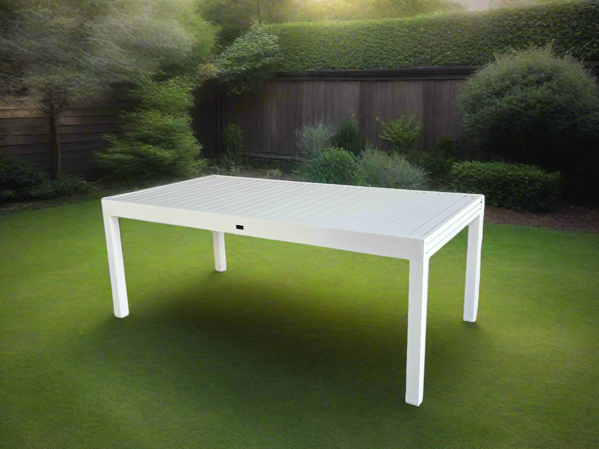 שולחן אלומיניום "אולימפוס" 100*200 ס"מ, נפתח ל 320 ס"מ, לבן