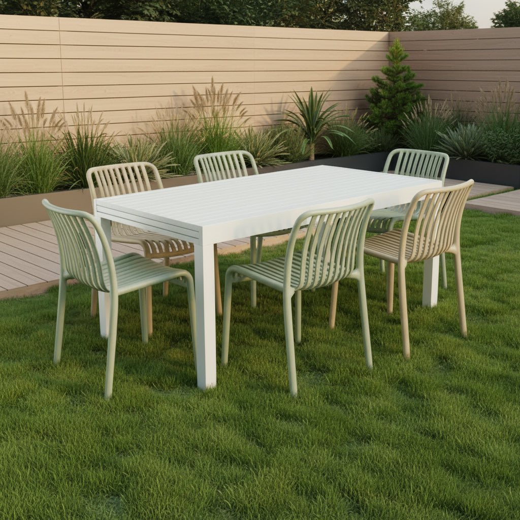 פינת אוכל לגינה "אולימפוס" + 6 כסאות "ELLA"