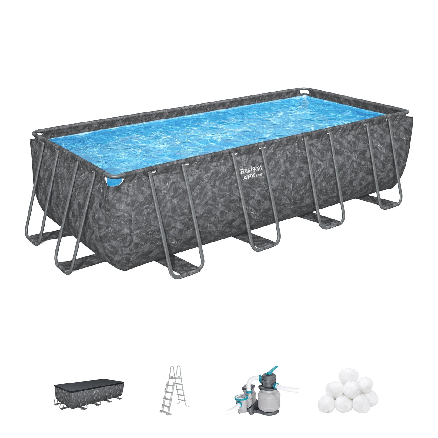 בריכה ביתית APX 365 5.49X2.74X1.32 מטר כולל משאבה/כיסוי/סולם/צמר גפן, יבואן רשמי BESTWAY, דגם 561KA