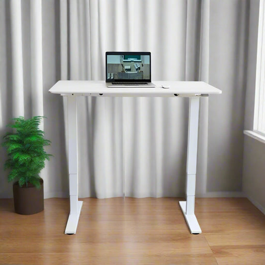 שולחן עבודה פנאומטי רוחב 140 ס"מ דגם Sit Stand Table מבית Keisar לבן