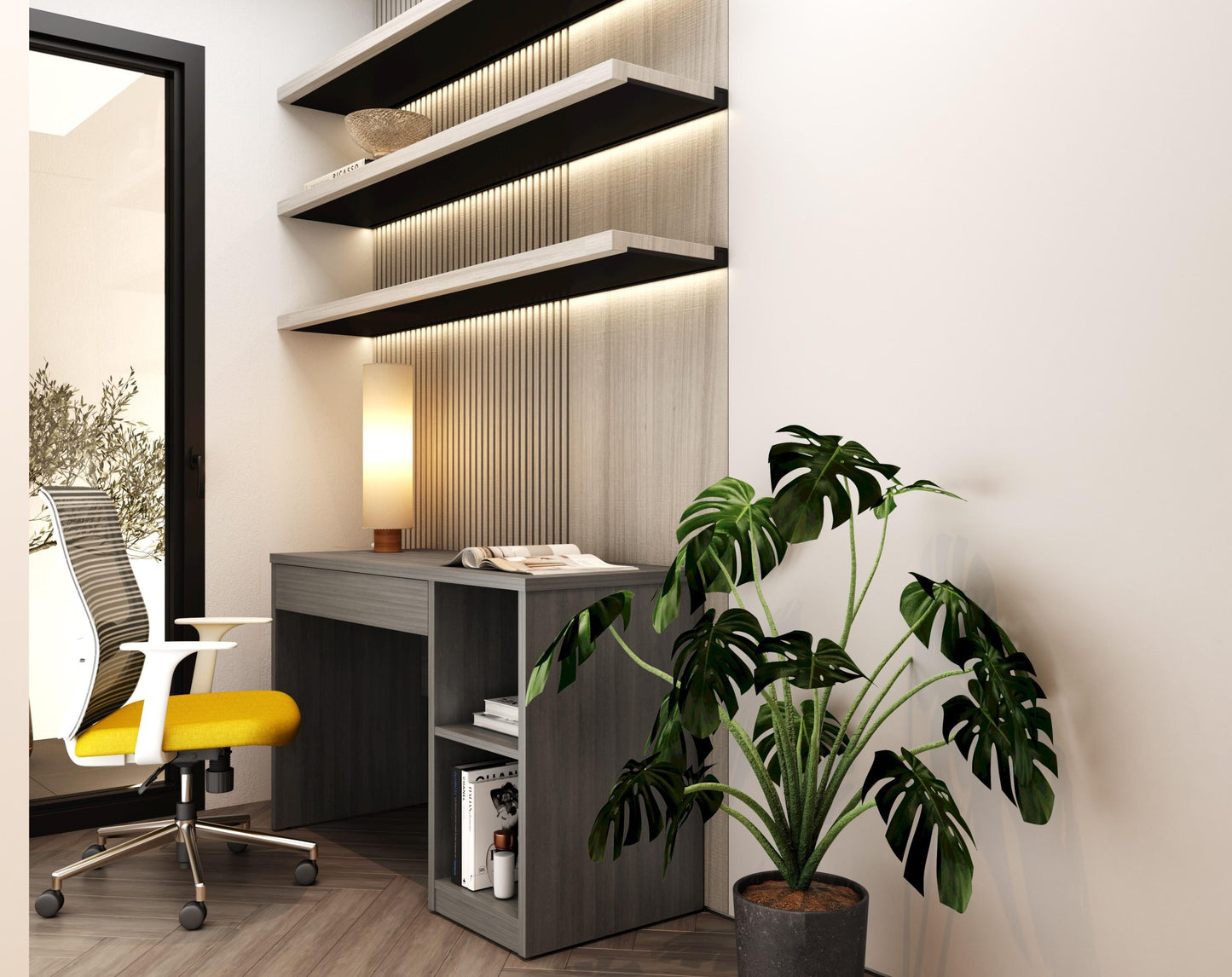 שולחן עבודה עם אחסון פתוח דגם ווד מבית Keisar