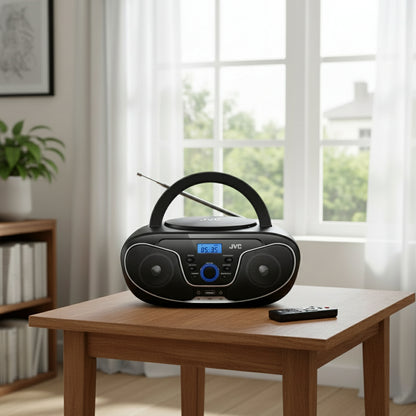 רדיו דיסק עם שלט שחור דגם RD-N327W של JVC
