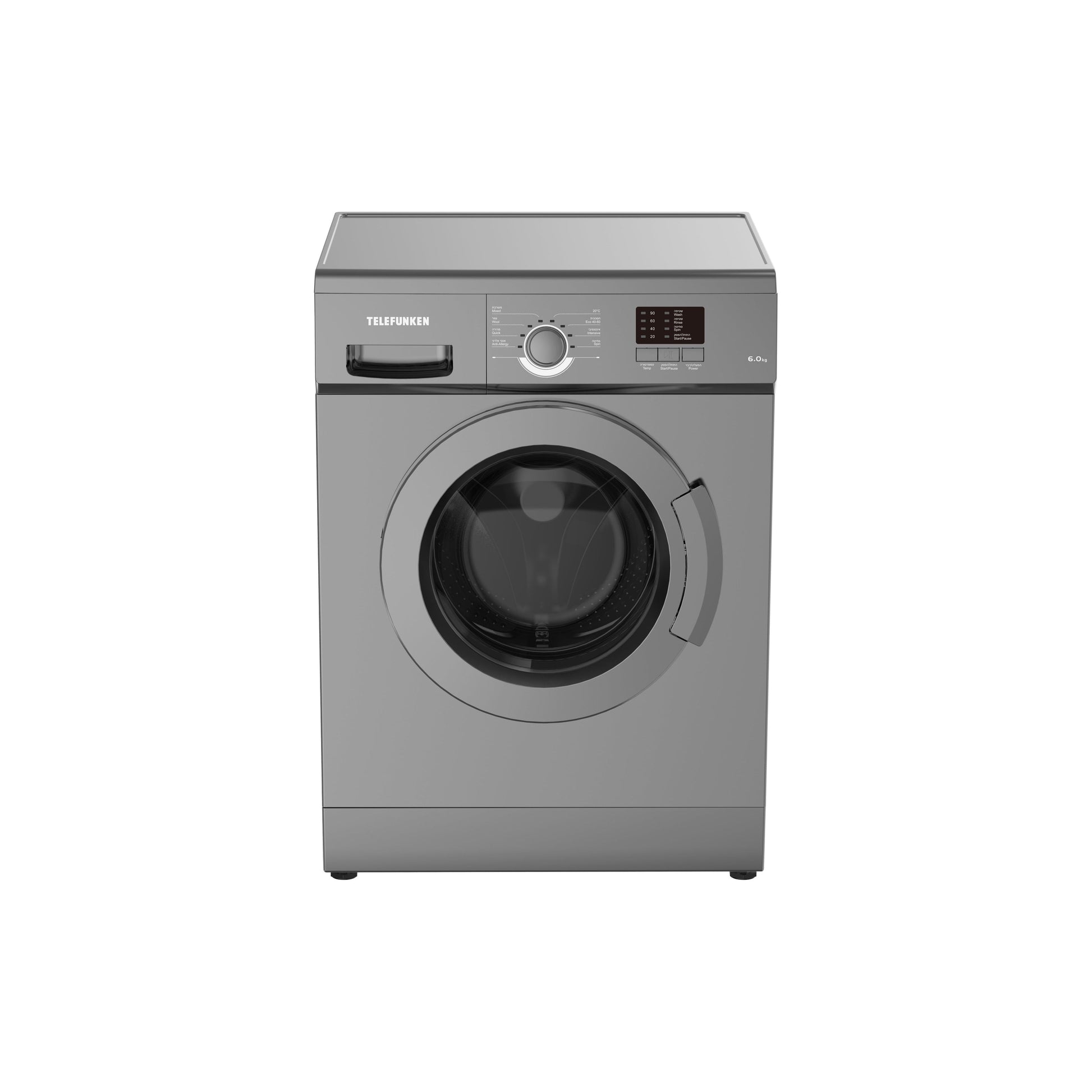 מכונת כביסה 6 ק"ג אפור דגם TWM600A7-DS של TELEFUNKEN