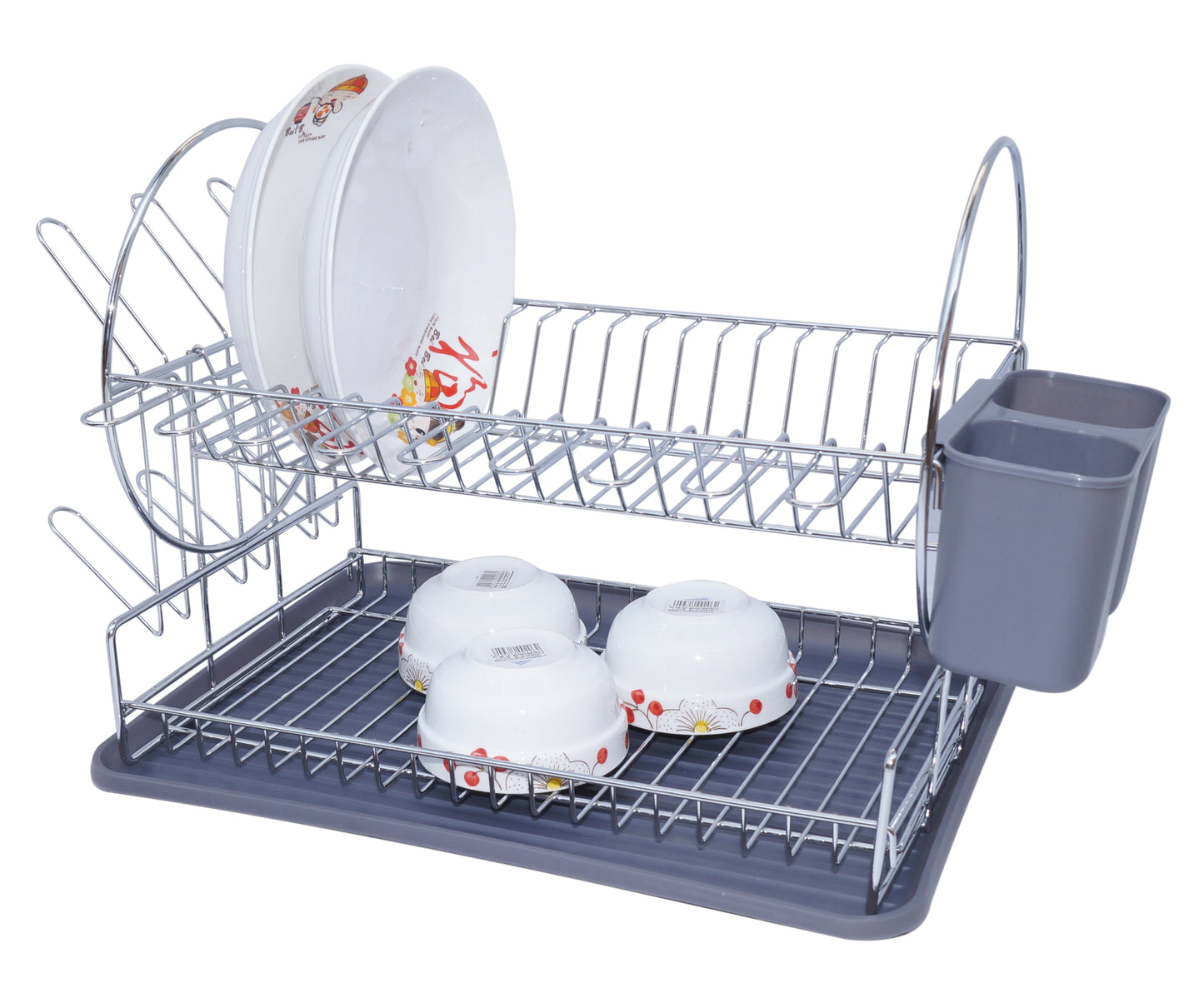 מייבש כלים דו קמותי+סכומון ומגש אפור BASIC