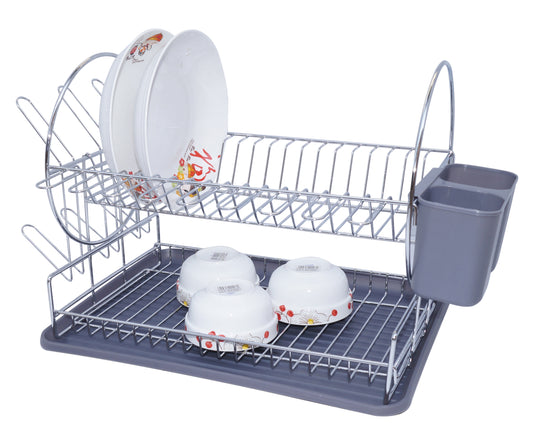 מייבש כלים דו קמותי+סכומון ומגש אפור BASIC