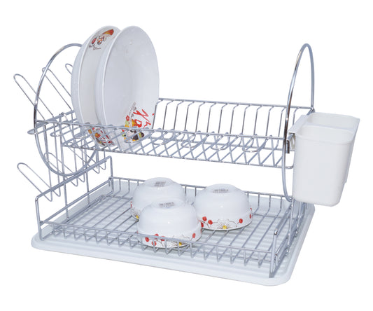 מייבש כלים דו קמותי+סכומון ומגש לבן BASIC