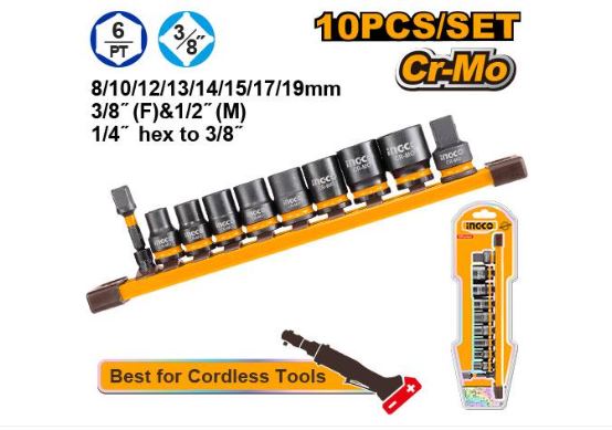 סט 10 יחידות בוקסות 3/8