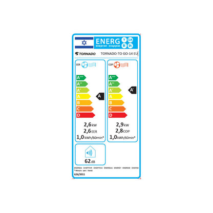מזגן נייד טורנדו דגם TORNADO TO GO 14 EU