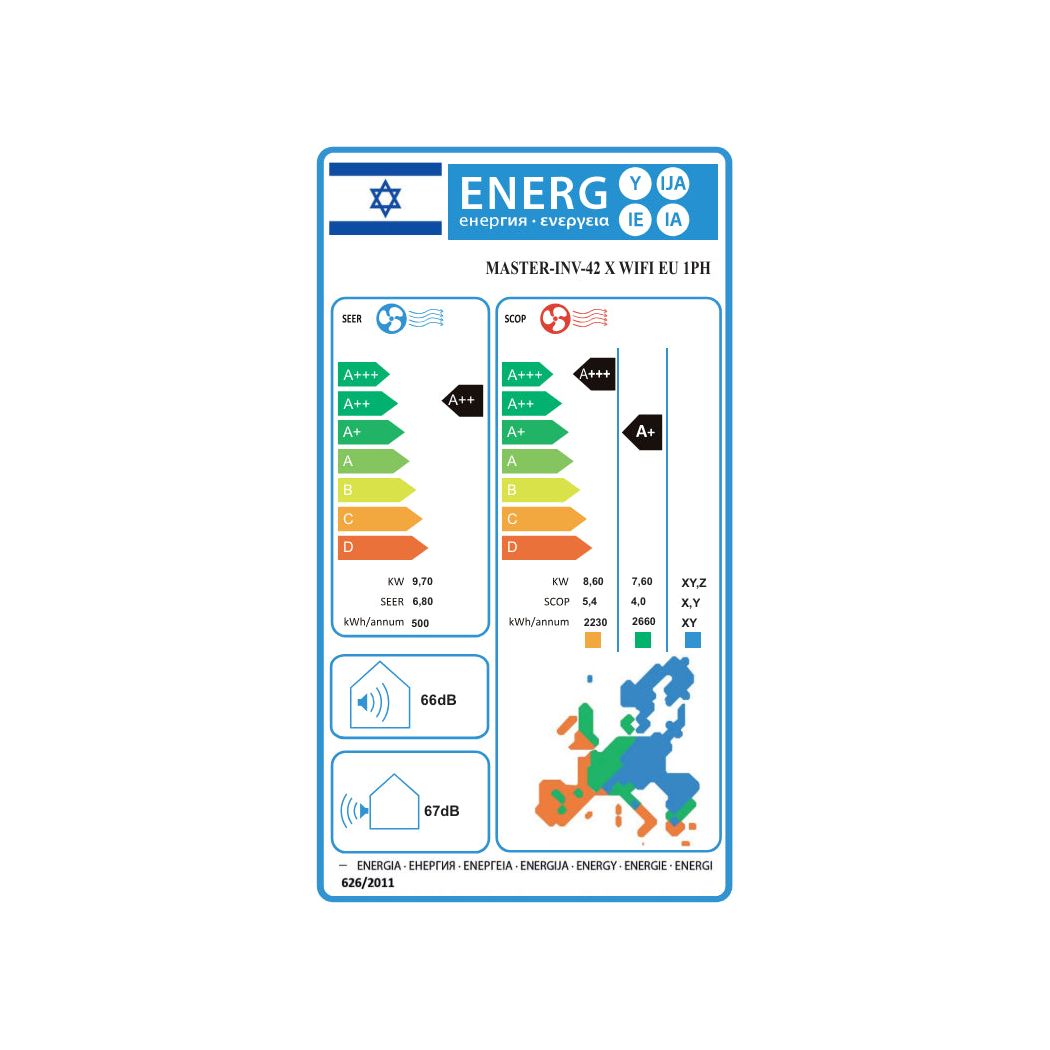 מזגן עילי טורנדו Tornado Master INV 42X Wifi EU