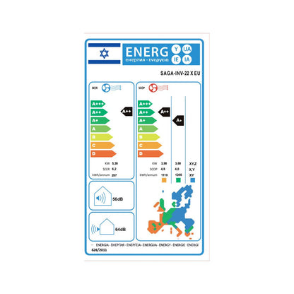 מזגן עילי טורנדו TORNADO SAGA INV 22 X WIFI EU